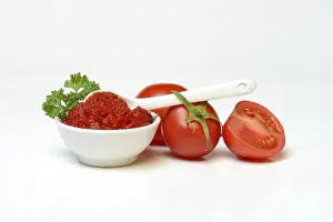 Tomato Paste Drucke: Tomato paste in bowl and spoon