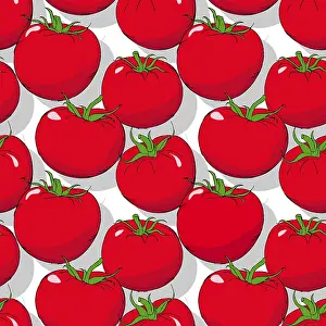 Editable Vector Template Drucke: Tomatoes repeating pattern, editable vector template