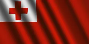 Verwandte Bilder Drucke: Das tongaische Flagge weht im Wind.