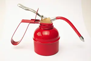 Red Colored Background Image Drucke: Tool, red oil can