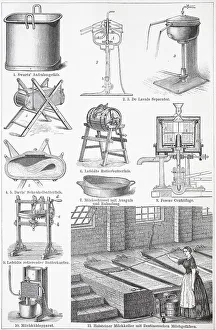 Vintage Kitchen Appliances Drucke: Tools and equipment for making butter
