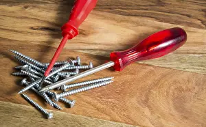 Construction Site Accessories Drucke: Tools on wood