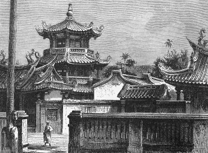 Chinese Religious Buildings Drucke: Tor tor of a Chinese temple complex