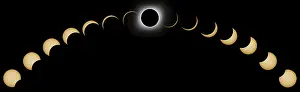 Natural Scientific Phenomenon Drucke: Total Solar Eclipse phases. Composite Solar Eclipse