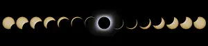 Natural Scientific Phenomenon Drucke: Total Solar Eclipse phases. Composite Solar Eclipse