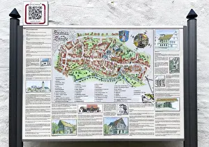 Central European Historic City Centre Drucke: Tourist information board with QR code