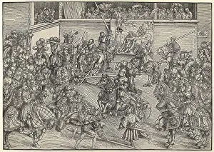 Historic Artwork Drucke: The Tournament with Samson, Simson