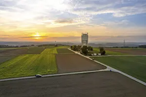 Schwarzwald Landscape Photo Drucke: A tower overlooks fields and a bright sky