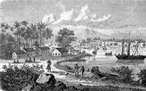 Guadeloupe Island Drucke: The town of Pointe a Pitre, Pointe-a-Pitre