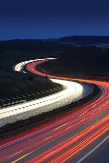 Long Exposure Night Shot Drucke: Traces of light on the A9 highway