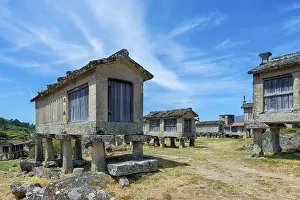 Blue Sky Daytime Photography Drucke: Traditional Espigueiros, Granary