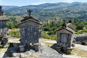 Abandoned Village Architecture Drucke: Traditional Espigueiros, Granary