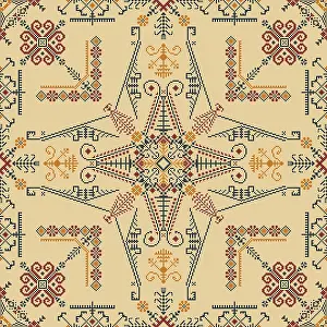Drucke von Traditionelle lettische Stickerei-Seamless-Muster, Vektor-Illustration Lettland Drucke: Traditionelle lettische Stickerei-Muster ohne Naht.
