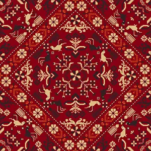 Traditional Polish Embroidery Drucke: Traditional Polish embroidery vector pattern
