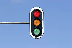 Red Coloured Stoplight Drucke: Traffic light