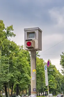 Southern Germany Street Photography Drucke: Traffic surveillance camera on a pole