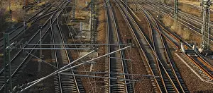 Deserted Railway Track Drucke: Train tracks in the sun, abstract background