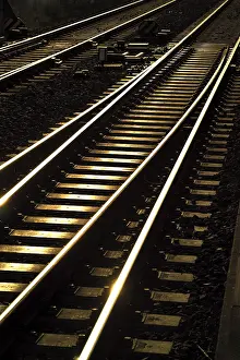Deserted Train Tracks Drucke: Train tracks with a switch