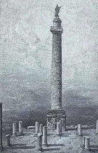 Tourist Attraction Rome Drucke: Trajan's Column in Rome in its present state