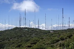 Mountain Ridge Photography Drucke: Many transmitter masts on mountain ridges