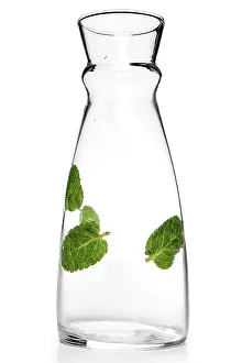 Fragrant Spice Ingredient Drucke: Empty transparent jug with mint leaf