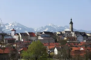 European Alpine Landscape Drucke: Traunstein with Alpine mountain range