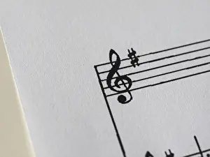 Deserted Musical Scene Drucke: Treble clef on staff