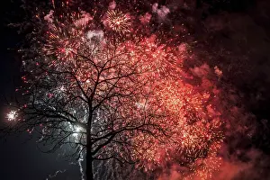 Deserted Night Shot Drucke: Tree fireworks