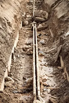 Transportation Infrastructure Drucke: Empty trench of engineering heating systems