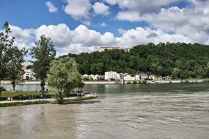 Passau Bavaria Germany Drucke: Triangle, confluence of the Danube