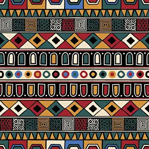 Native American Artwork Drucke: Tribal ethnic background. Vector seamless pattern design for background