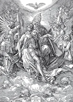 Historical Woodcuts Drucke: The Trinity, the Throne of Grace