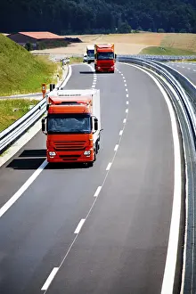 Freight Transport Drucke: Two trucks on the road