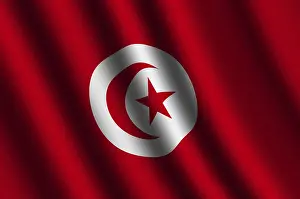 Flag Blowing In Wind Drucke: The Tunis flag flying in the wind