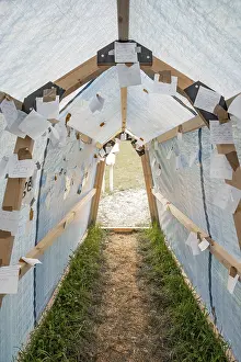 Empty German Roads Drucke: Tunnel with wishlists on Easter path