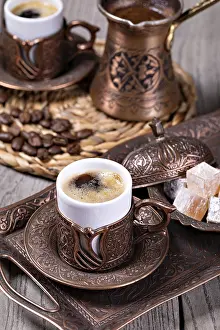 Hot Beverage Drucke: Turkish Coffee on a table