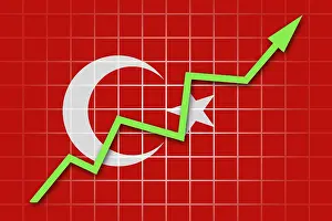 National Symbol Drucke: The Turkish flag and arrow graph going up