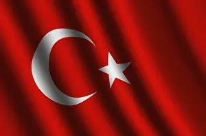 Turkish Nationality Symbol Drucke: The Turkish flag flying in the wind