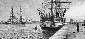 Bremerhaven Harbour Scene Drucke: Two-master and three-master in the harbour of Bremerhaven