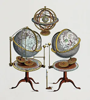 Historical World Maps Online Drucke: Types of globe: Armillary sphere