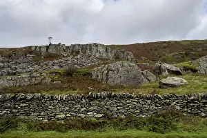 Snowdonia National Park Drucke: Typical landscape with stone wall