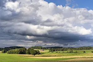 Cloudy Blue Sky Photography Drucke: Typical landscape in the Upper Palatinate with fields