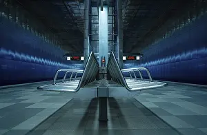 Public Transportation In Europe Drucke: Uberseequartier underground station by night