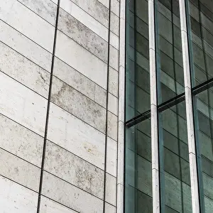 Modern Architecture Drucke: Ulm, Bavaria, Germany, 08 07 2018: Abstract design of a modern building with rectangular patterns