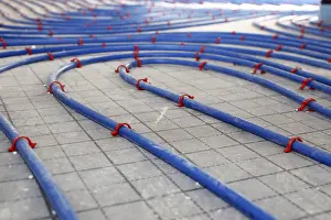 New Construction Site Images Drucke: Underfloor heating (underfloor heating system)
