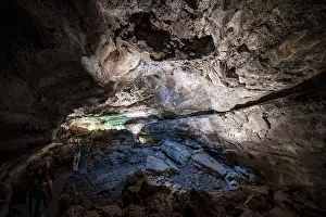 Lanzarote Volcanic Area Drucke: Underground cave formed by lava flow