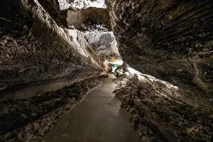 Lanzarote Landscape Drucke: Underground cave formed by lava flow