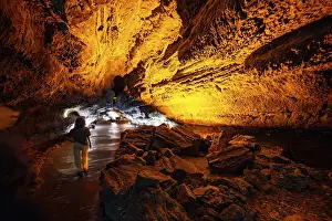 Lanzarote Volcanic Area Drucke: Underground cave formed by lava flow