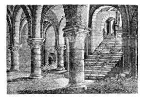 Drucke von Im Untergrund der Stadt Provins, im Département Seine-et-Marne, liegt ein altes Getreidespeicher Marne Drucke: Der Untergrund der Tithebarn in Provins (Seine-et-Marne)