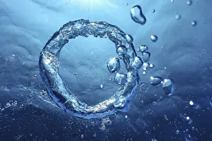 Underwater Scene Drucke: Underwater Bubble Ring Ascends towards the Sun